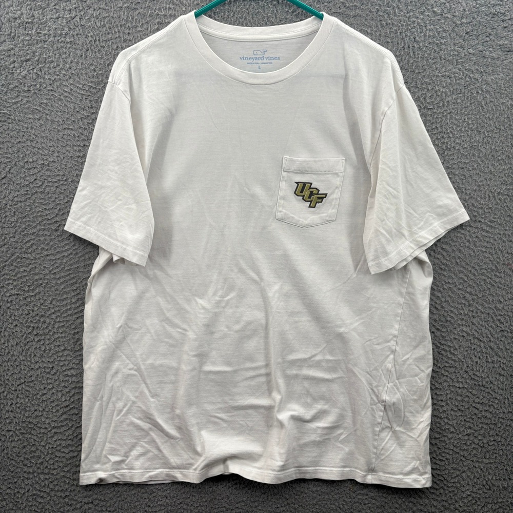 UCF Knights T-Shirt Mens L White Vineyard Vines Graphic Pocket Tee Tailgate BBQ